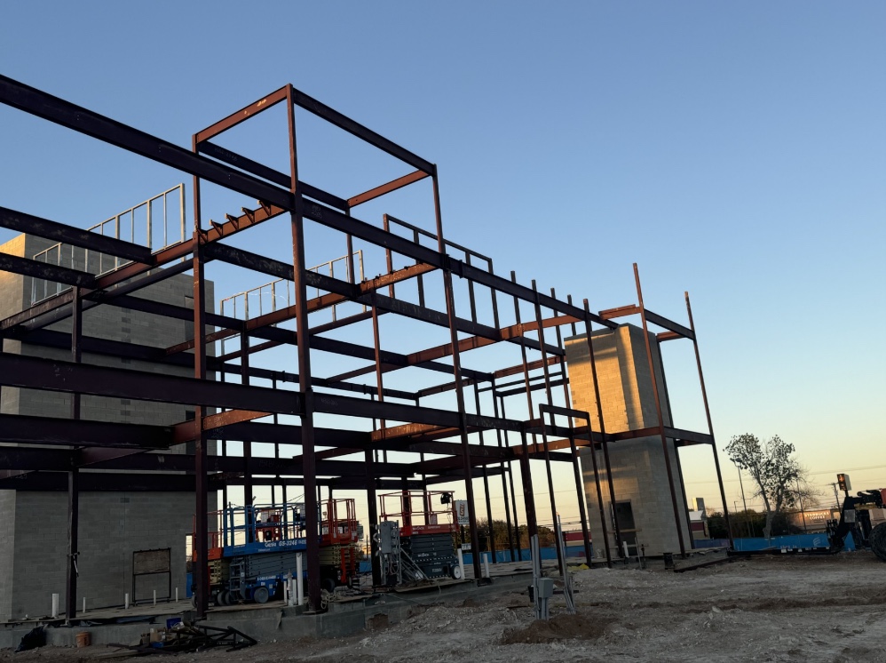 Steel erection job site